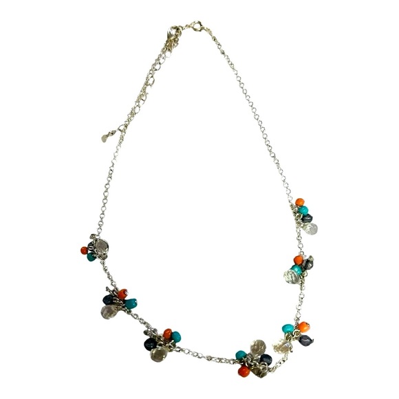 Elegant Silver Necklace with Multicolor Head Clusters - Picture 2 of 4